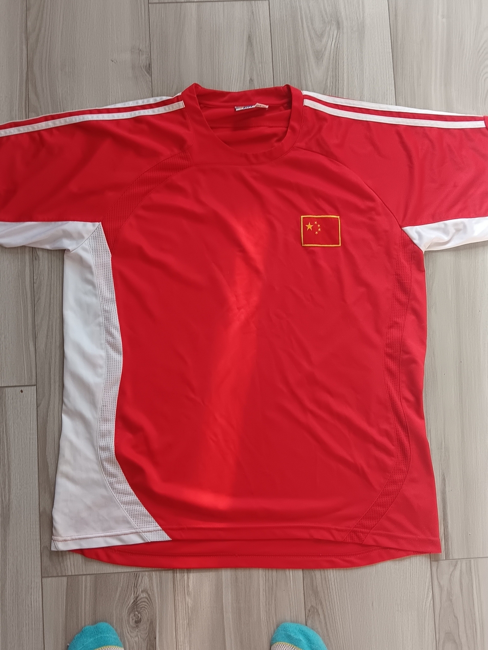 Red Men's Athletic Tee with White Side Panels